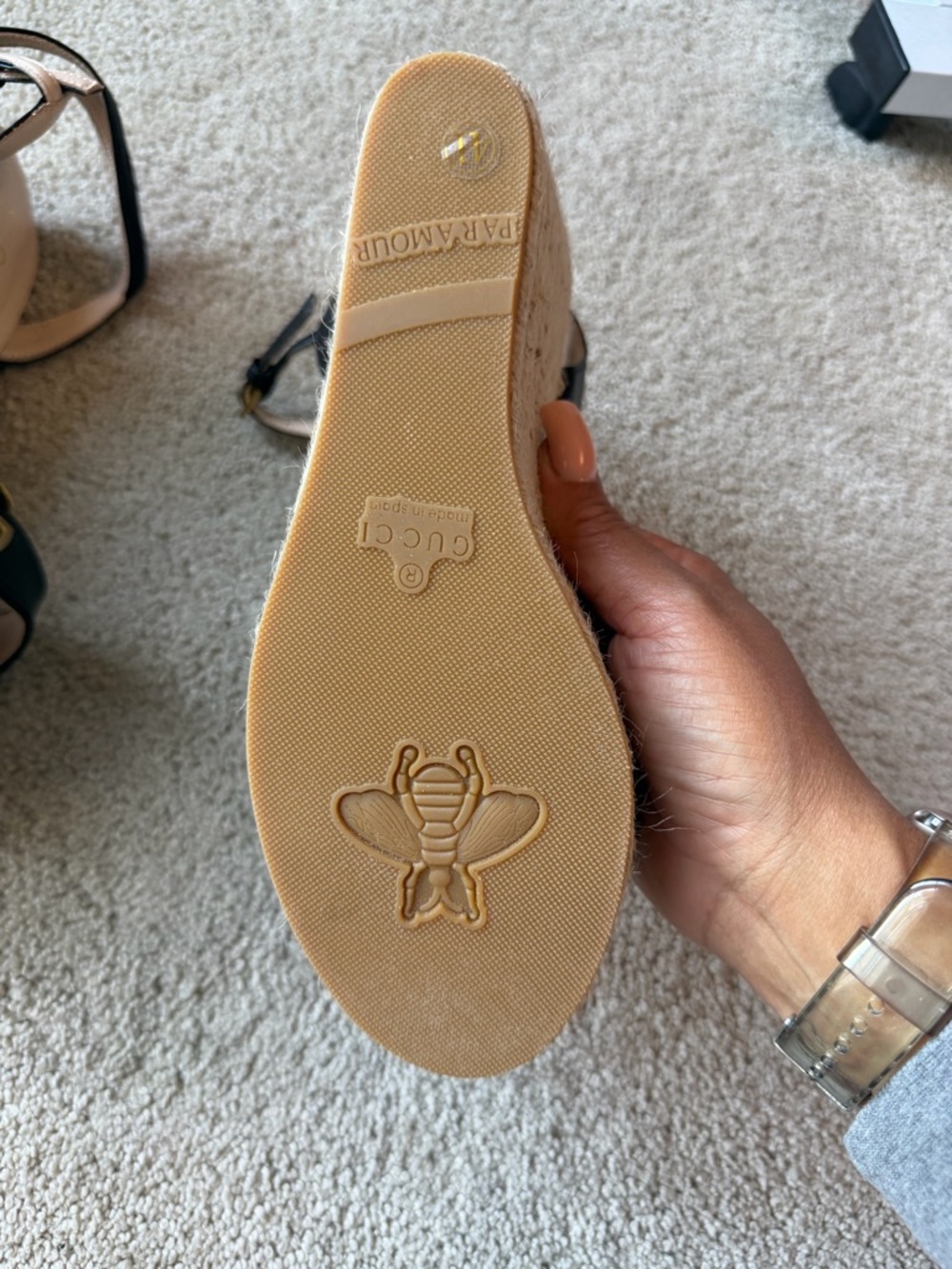 Gucci Black Espadrille Sandals wedge - Picture 11 of 12